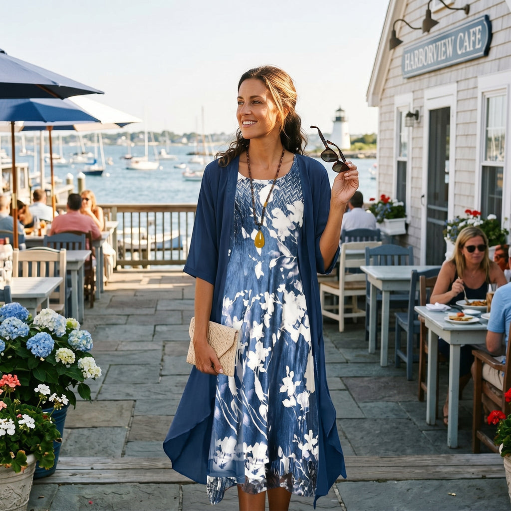 Floral Long Dress and Layered Cardigan Set for Women - Plus Size Summer Dresses 2