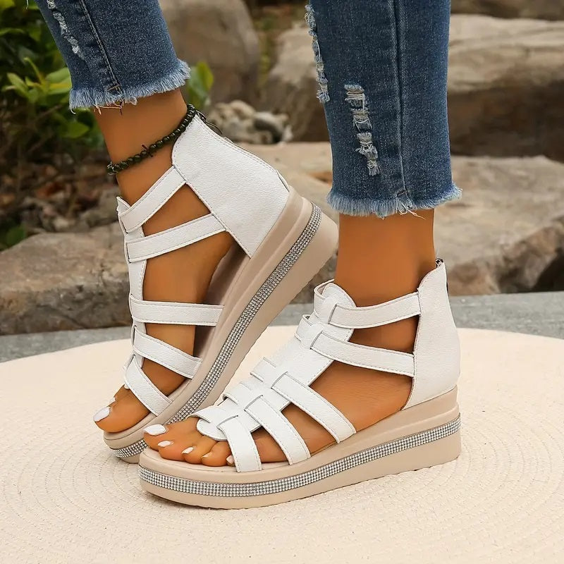 Hannah Comfort Sandals - Women's Rhinestone-Embellished Supportive Footwear 6
