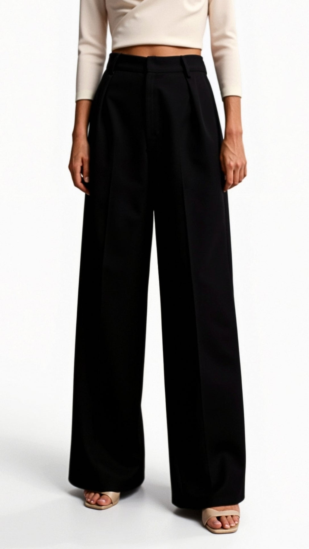Hazel High-Rise Wide Leg Trousers - Tailored Palazzo Pants with Side Pockets 1