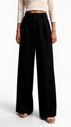 Hazel High-Rise Wide Leg Trousers - Tailored Palazzo Pants with Side Pockets 1