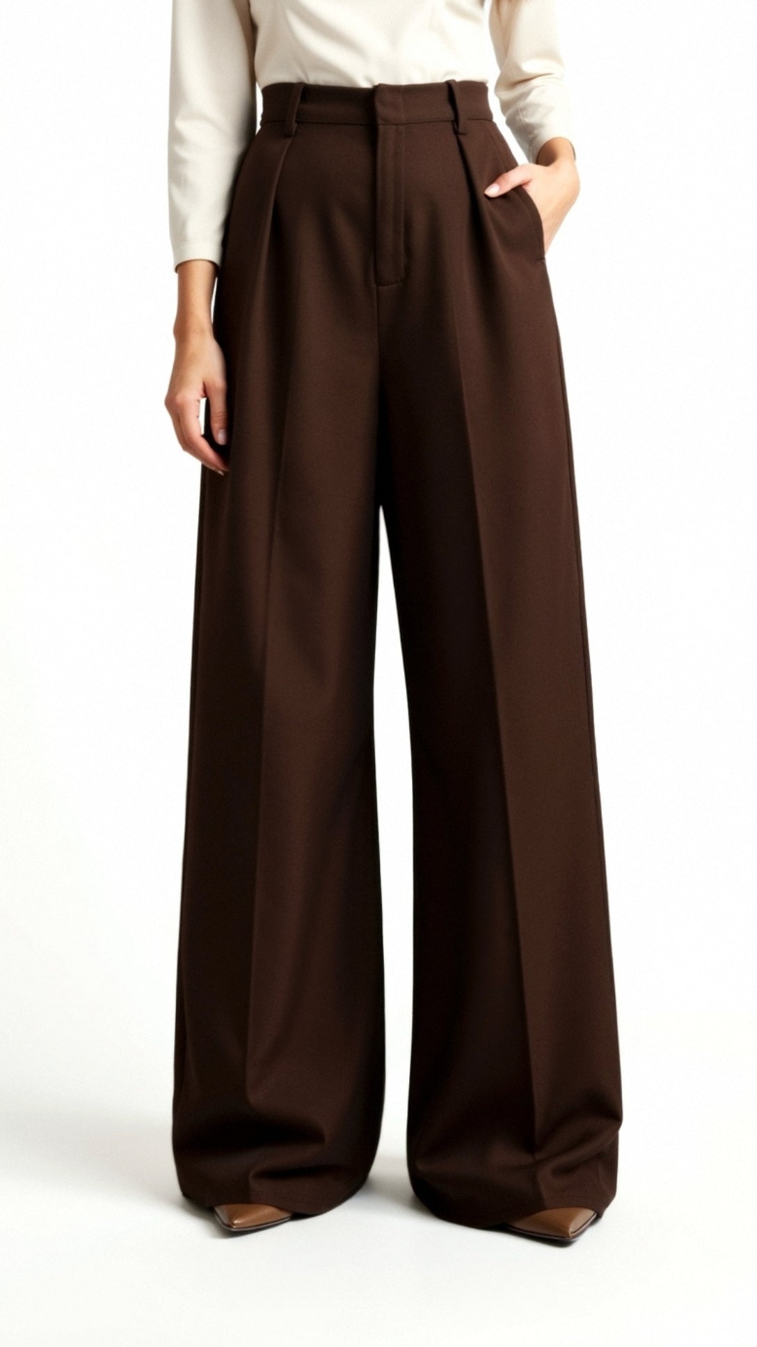 Hazel High-Rise Wide Leg Trousers - Tailored Palazzo Pants with Side Pockets 6