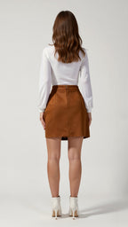 Hope - High-Waisted Suede-Effect Skirt with Button Closure & Front Slit 2