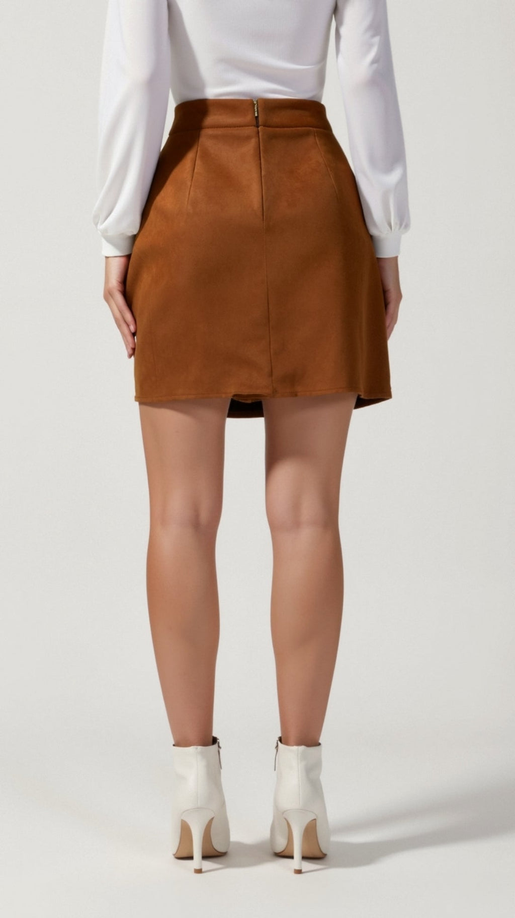 Hope - High-Waisted Suede-Effect Skirt with Button Closure & Front Slit 3