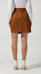 Hope - High-Waisted Suede-Effect Skirt with Button Closure & Front Slit 3