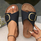 Juliette Women's Slippers - Comfortable Cork Slippers with Buckle Strap Design 1