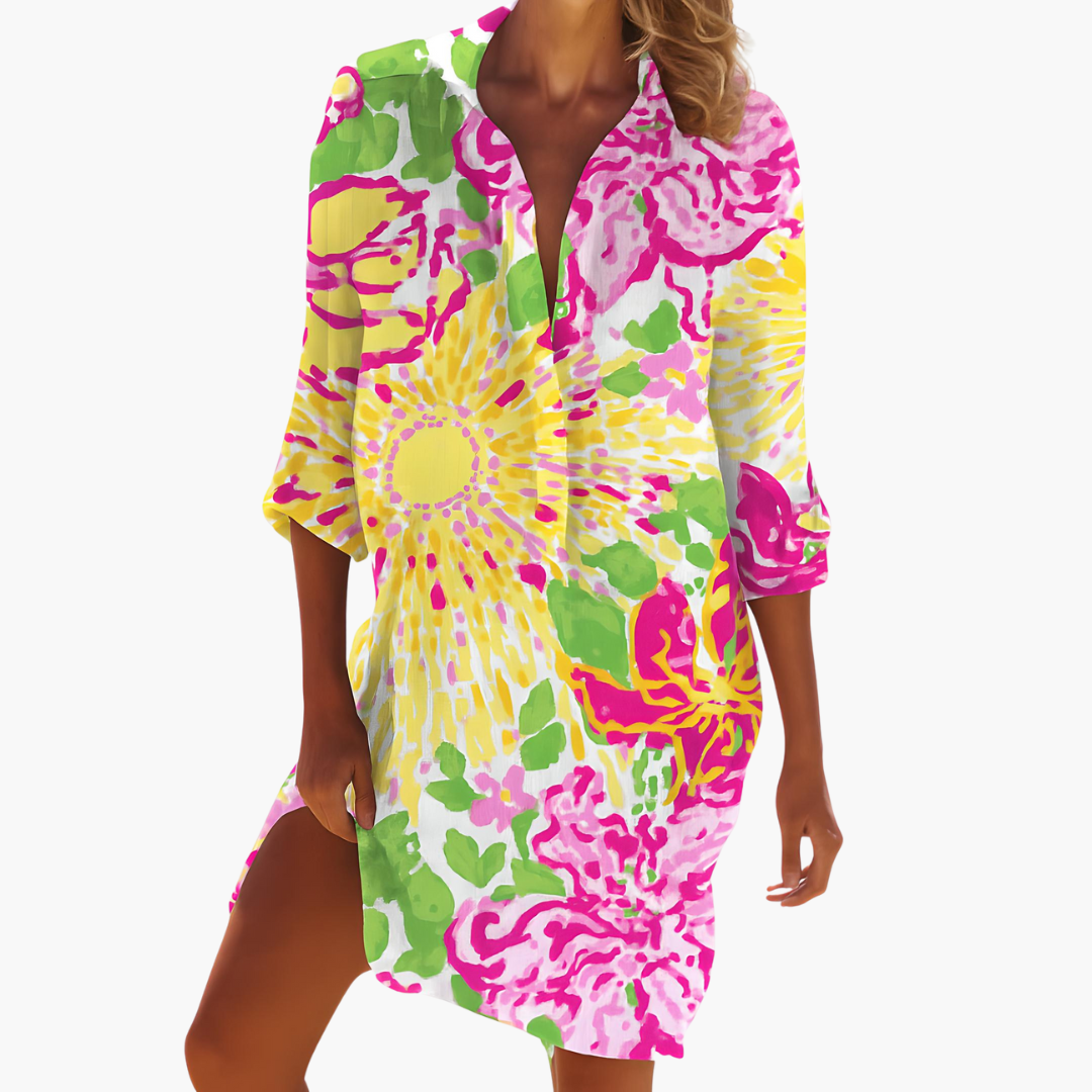 Lightweight Women's Summer Shirt Dress - Long Sleeves, Loose Fit, Knee-Length Plus Size Dresses 0
