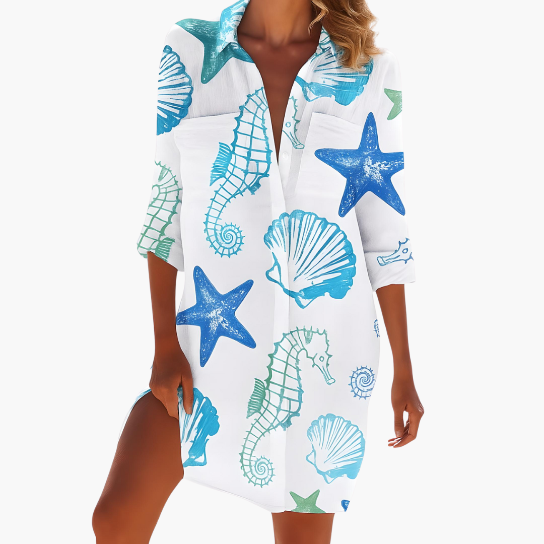 Lightweight Women's Summer Shirt Dress - Long Sleeves, Loose Fit, Knee-Length Plus Size Dresses 1