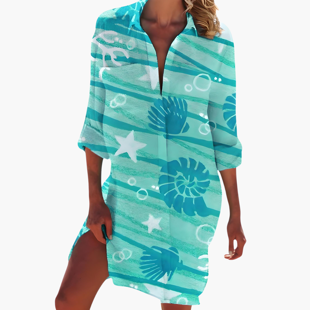Lightweight Women's Summer Shirt Dress - Long Sleeves, Loose Fit, Knee-Length Plus Size Dresses 2