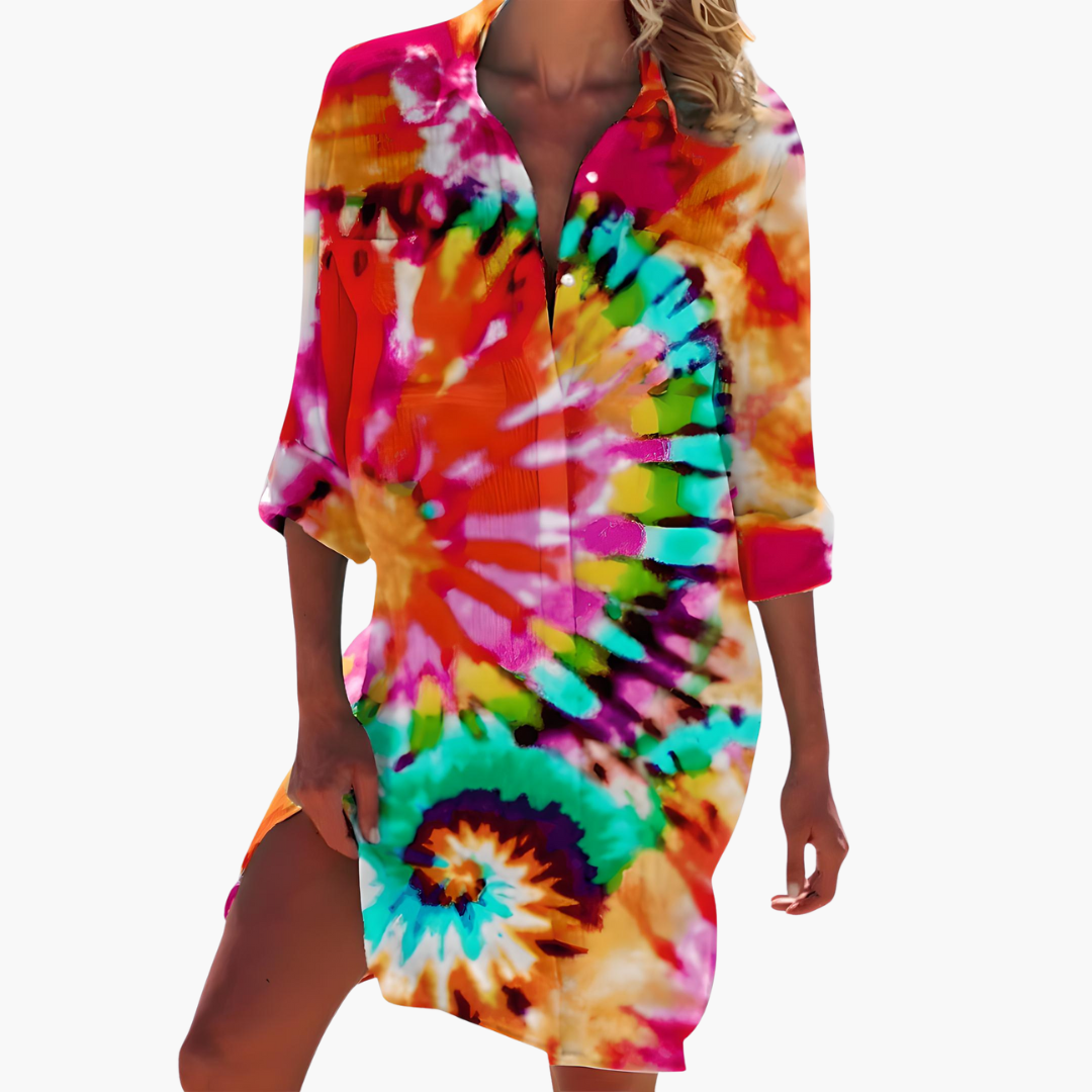 Lightweight Women's Summer Shirt Dress - Long Sleeves, Loose Fit, Knee-Length Plus Size Dresses 7