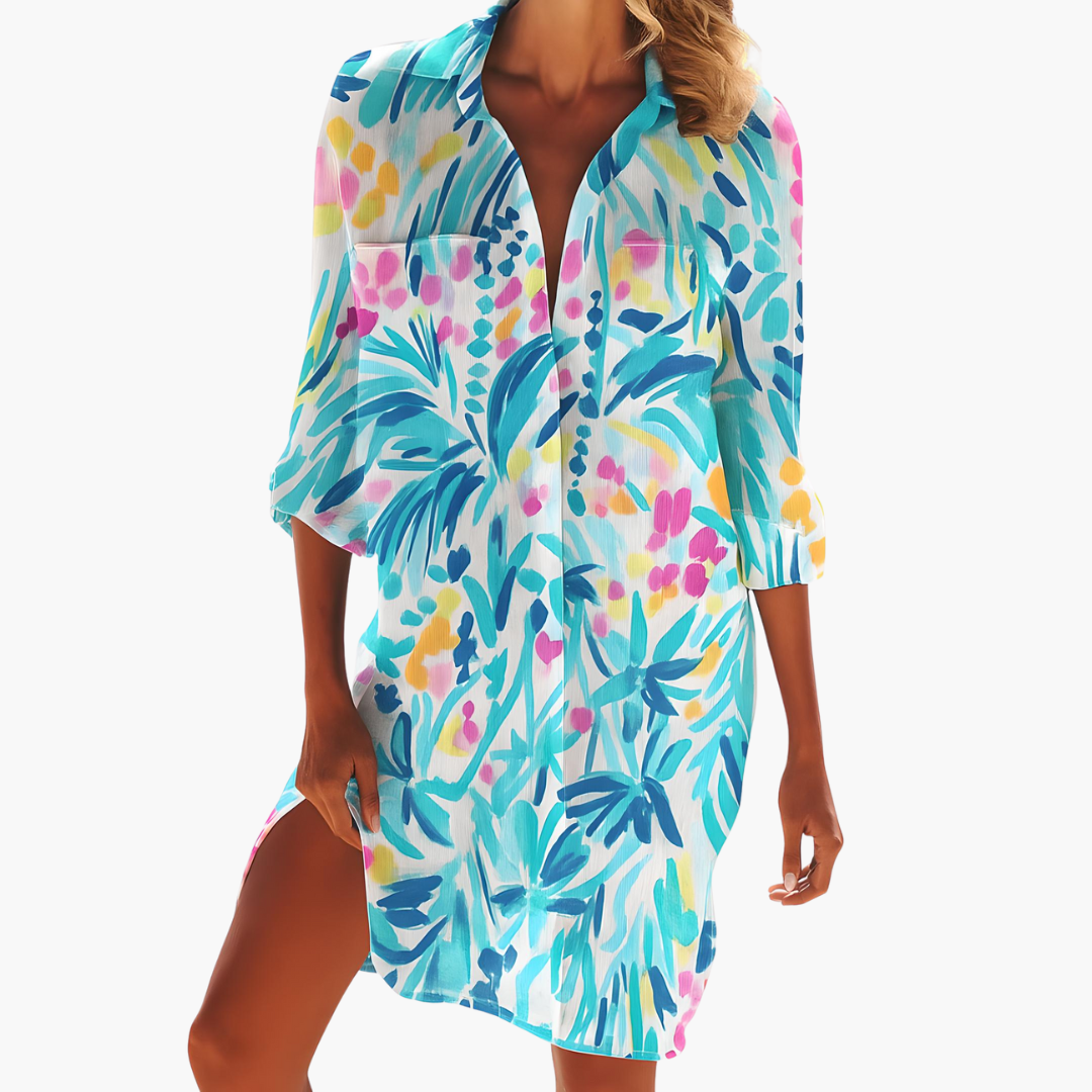 Lightweight Women's Summer Shirt Dress - Long Sleeves, Loose Fit, Knee-Length Plus Size Dresses 9