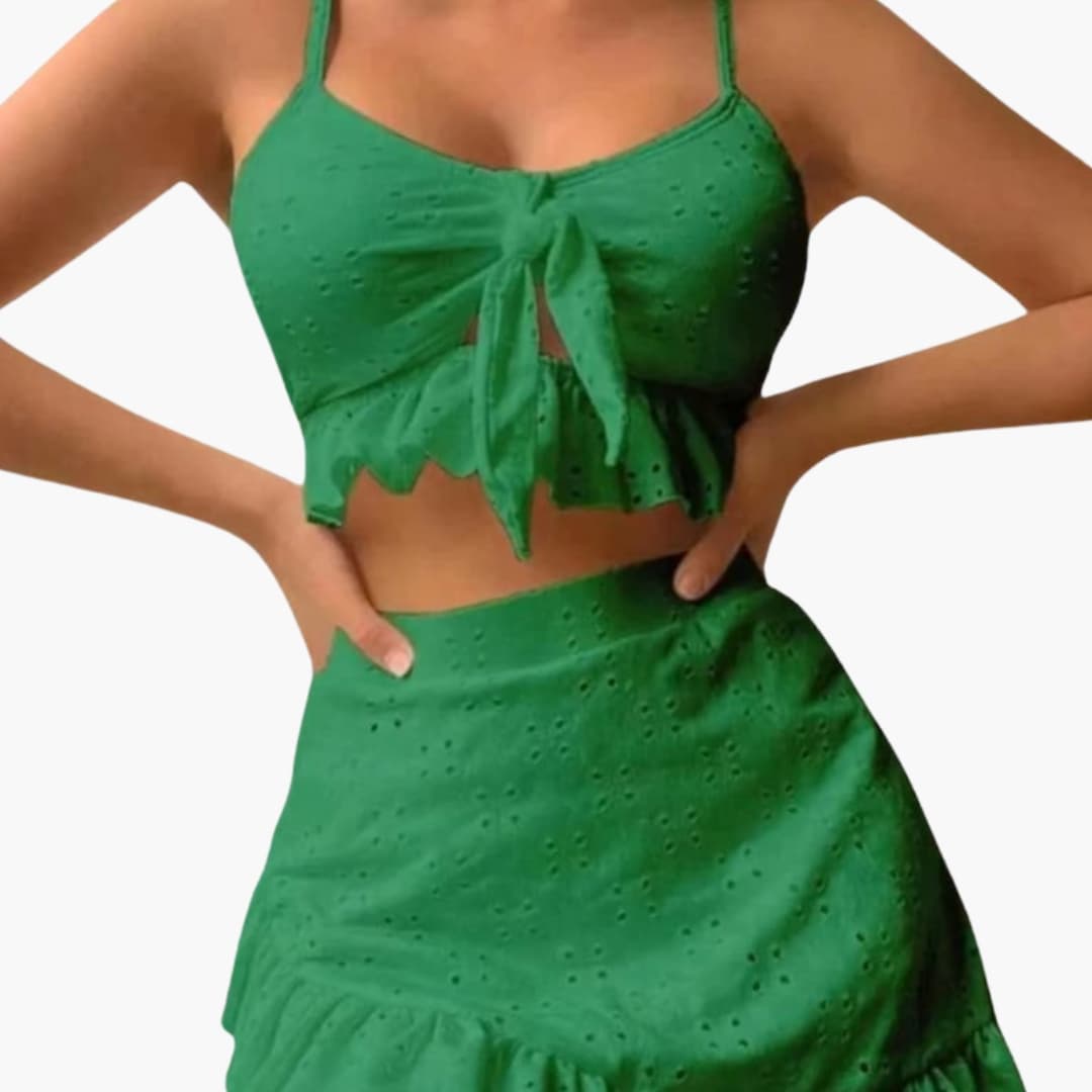 Stylish High Waisted Bikini Set for Women - 3-Piece Ruffle Swimwear 3