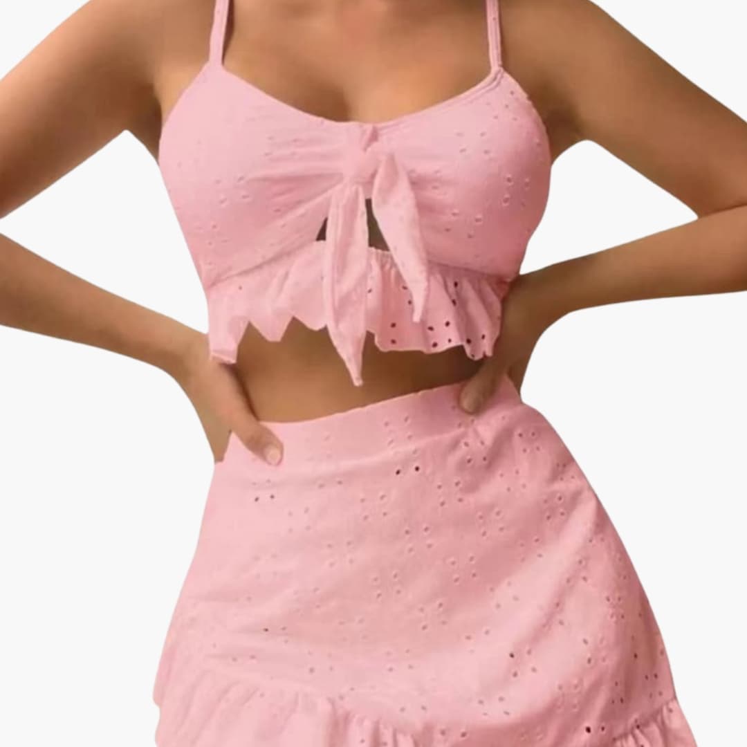 Stylish High Waisted Bikini Set for Women - 3-Piece Ruffle Swimwear 6