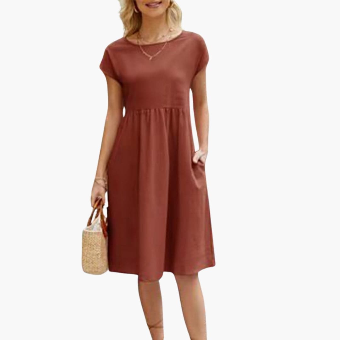Stylish Women's Casual Summer Dress with Pockets & Short Sleeves 2