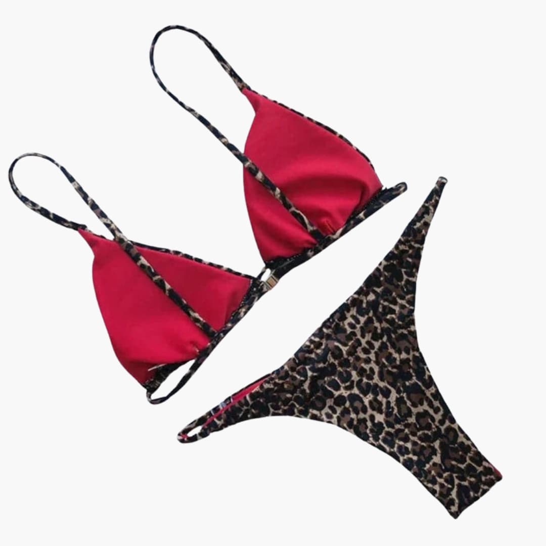Stylish Women's High-Waisted Leopard Print Bikini Set - Trendy Swimwear for Women 1