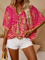 Stylish Women's Top - Printed V-Neck Half Sleeve Casual Shirt for Everyday Wear 1