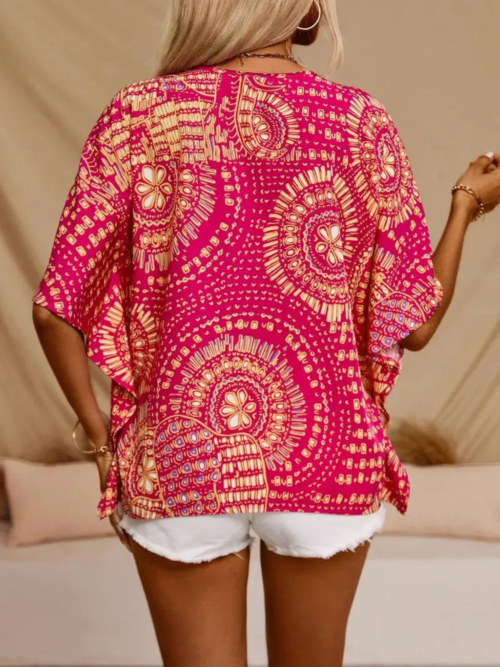 Stylish Women's Top - Printed V-Neck Half Sleeve Casual Shirt for Everyday Wear 2