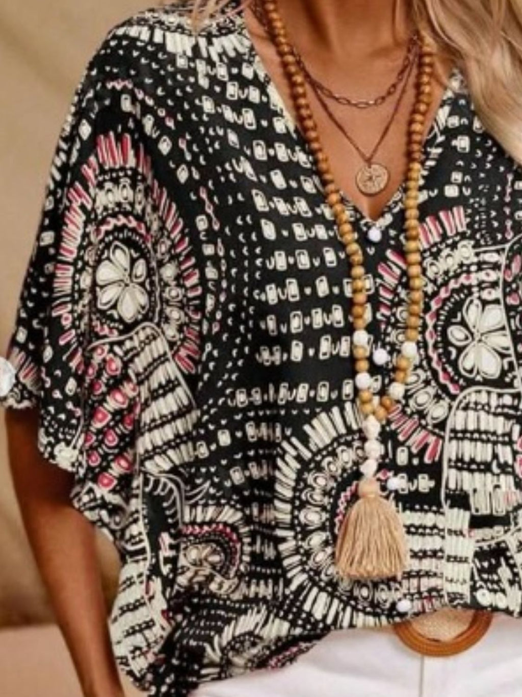 Stylish Women's Top - Printed V-Neck Half Sleeve Casual Shirt for Everyday Wear 6