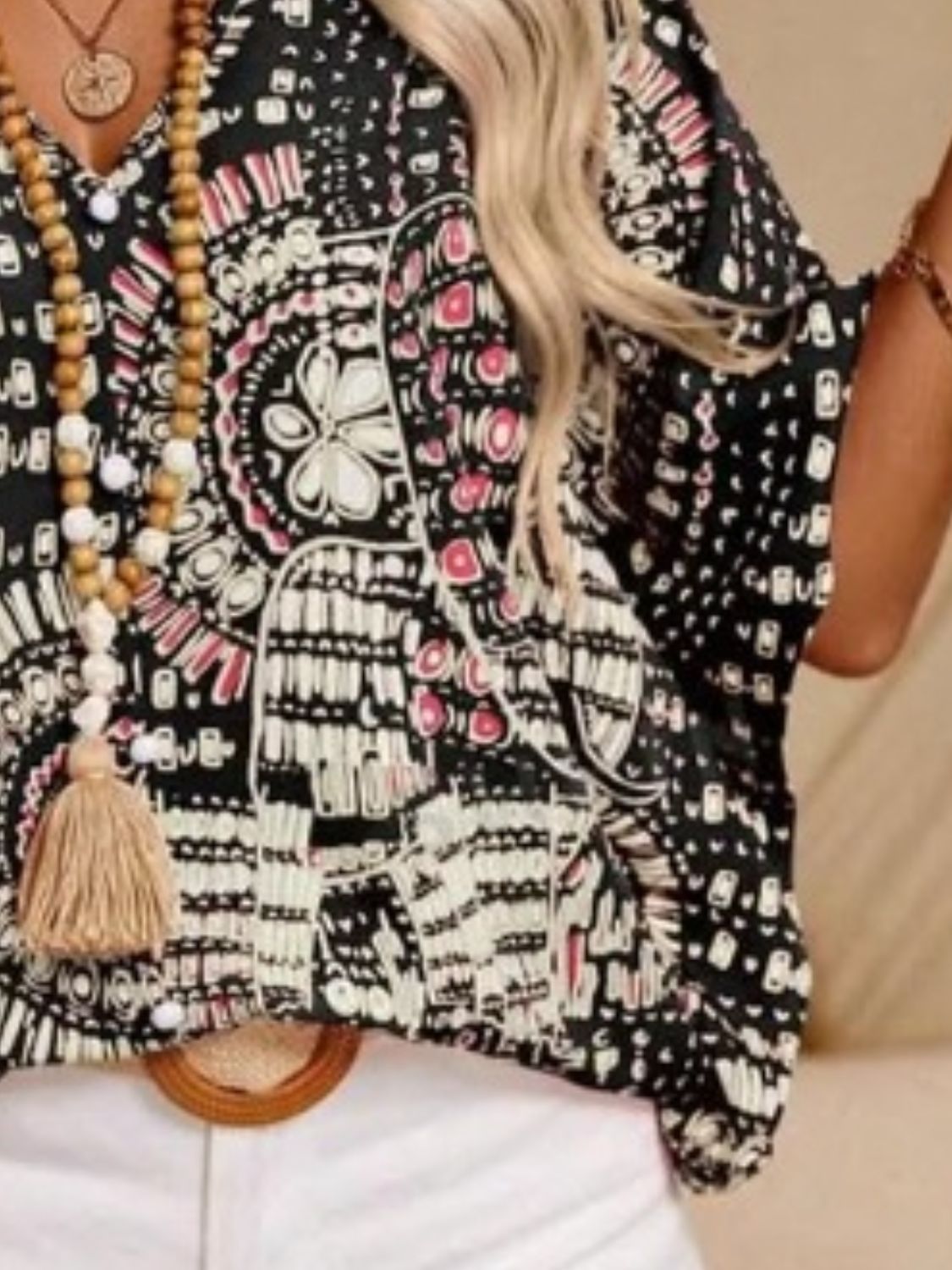Stylish Women's Top - Printed V-Neck Half Sleeve Casual Shirt for Everyday Wear 7